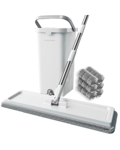 Jiabangshou Flat Mop 40cm 6 Pads Household No-Hand-Wash Clean Sweeping Set 2025 with Bucket, Ultimate Floor Cleaning Tool, Dust Mop