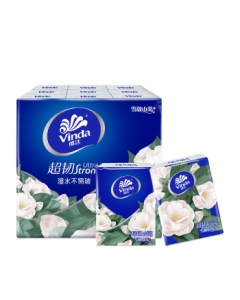 Vinda Ultra-Tough Camellia Scented Pocket Tissues 4-Ply 7 Sheets * 18 Packs, Wet Water Small Pack Facial Tissues