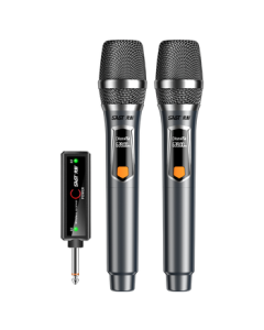 SAST OK-184 Handheld Rechargeable Wireless Microphone UHF for Home KTV, Stage Performance, Hosting, Speeches, Karaoke, Meetings, with FM Tuner and Universal 1-Dual-2 Mic System