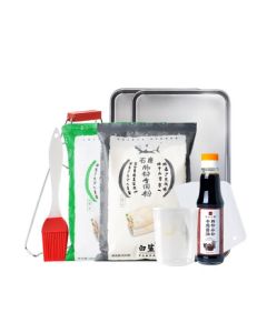 White Shark Rice Noodle Powder Stone Mill Rice Noodle 2-Pound Tool Kit with Steaming Tray for Homemade Cantonese-Style Rice Rolls Breakfast