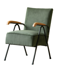 Yuanmu Fabric Armchair Retro Corduroy Lounge Chair Compact Living Room Mid-Century Single Sofa