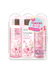Kustie Sakura Fragrance Travel Set: Sakura Shampoo 50g + Sakura Hair Conditioner 50g + Sakura Body Wash 50g