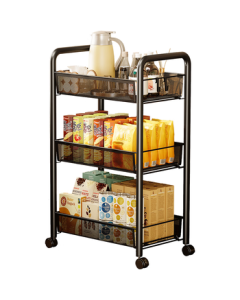 Yicai Nianhua Kitchen Storage Rack Floor Stand Mobile Cart Vegetable Shelf Multi-layer Snack Stand 1056-BK