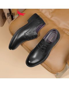 Red Dragonfly Genuine Leather Men's Shoes Comfortable Business Casual Lace-Up Dress Shoes Premium Derby Wedding Shoes WTA7376 Black 42