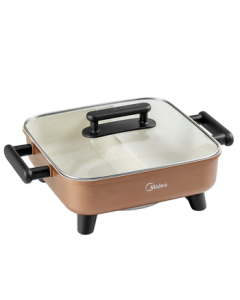 Midea Electric Hot Pot Dual Flavor Pot, Specialized Hot Pot, Electric Cooking Pan with Grill, Shabu-Shabu, and Fry Functions, 6L Multi-Functional Pot DY3030Easy102