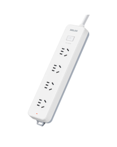DELIXI National Standard Socket/Power Strip/Extension Board/Plug Board with 4 Outlets and Master Switch, 1.8m