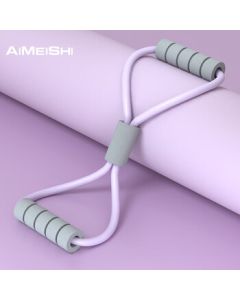AiMeiShi 8-Shape Resistance Band, Pilates Stretch Band, Elastic Exercise Band for Shoulder Opening and Back Shaping, Yoga Accessory for Home Fitness, Purple