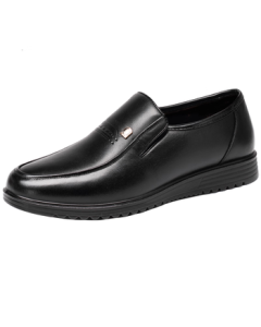 LAORENTOU Men's Leather Business Shoes Slip-On Formal Shoes Cowhide Dad Shoes Wear-Resistant Driving Shoes LJD587 Black 39