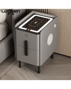 LUOSEN Smart Nightstand with Fingerprint Lock, Wireless Charging, Bluetooth Speaker, Bedside Storage Cabinet, Narrow 4