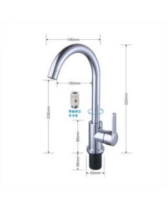 Wolf's Kiss Faucet - Stainless Steel Swivel Kitchen Sink Faucet for Washing and Vegetable Cleaning, Large Curve Spout, Cold Water