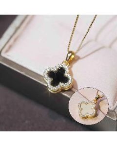 Clover necklace in rose gold black clavicle chain pendant
