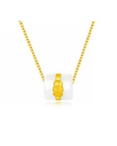 Pure gold and Tian jade pendant