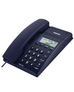 PHILIPS Corded Telephone Landline for Home and Office, Hands-Free Calling, No Battery Required, Caller ID, CORD040 Blue