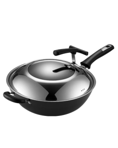 ASD (ASD) Wok Cast Iron Pan Stainless Coating-Free Flat Bottom Frying Pan 32cm Universal for Gas and Induction Cookers WG8332QB