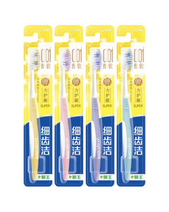 Lion 0.01 Elastic Gum Care Toothbrush 4-Pack Soft Bristles Deep Cleaning Flexible Handle Adult Family Set