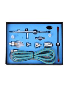 WD Blue Series Airbrush Three-Nozzle Paint Gun Set Touch-Up Spray Pen 186 Three-Piece Set + Black Edge Air Pump