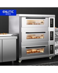 Enlitic Three-Tier Nine-Tray Commercial Oven for Desserts, Cakes, Bread, Mooncakes, Pizza, Egg Tarts - Electric Oven with Computer Control WL-011 [All-Inclusive Price]