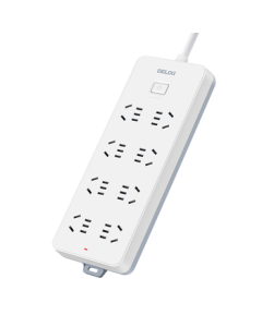 DELIXI National Standard Socket/Power Strip/Extension Cord with 8 Outlets and Master Switch, 1.8m