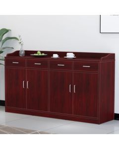 Ludu Lerome Simple Wooden Office Tea Cabinet, Low Storage Cabinet for Home, Hotel, Living Room, Sideboard with Four Doors and Four Drawers
