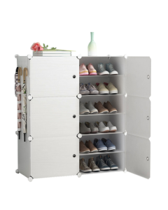 Anerya Simple Shoe Rack, Multi-Layer Dustproof Entryway Plastic Storage Resin Assembly, Two Columns Six Tiers