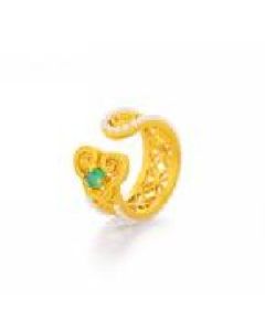 Open ring 24K copper chalcedony pearls