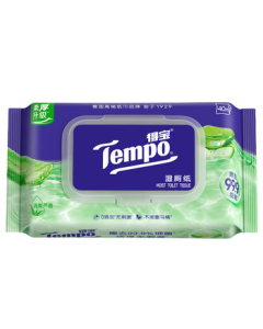 TEMPO Aloe Wet Toilet Paper 40 Sheets * 1 Pack, Plant Extract, Flushable Wet Wipes, Intimate Toilet Paper