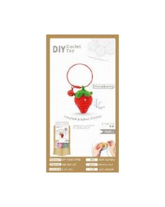 Crochet strawberry pendant with crafting tools