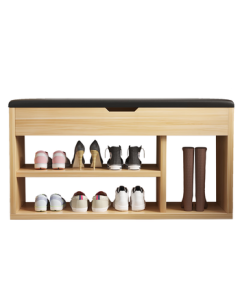 KULIN Entryway Shoe Bench with Storage, Soft Padded Shoe Stool for Home, Walnut Color 80*30*45cm