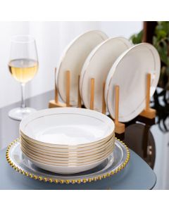 Taoxianghui Bone China Dinner Plates Set of 10, 8-Inch Deep Plates, Chinese Style Ceramic Dish Set, Microwave Safe Plates