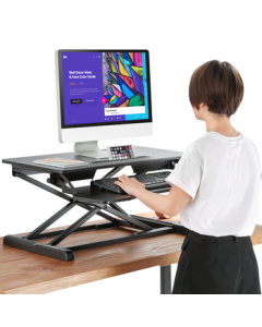 Brateck North Arc Height Adjustable Desk, Standing Desk Converter, Computer Stand for Office Workstation, Desktop Standing Desk Riser with Monitor and Laptop Stand, Flagship Model in Black