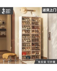 Ant Box No-Installation Easy Shoe Cabinet, Foldable Transparent Plastic Ultra-Thin Storage Rack for Home, 2 Columns 10 Layers 20 Grids
