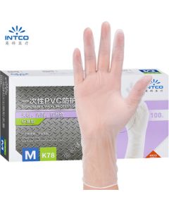Intco Medical Disposable PVC Gloves, 100 Pieces Medium Size, Dishwashing Kitchen Laboratory Beauty Household Transparent Waterproof Gloves