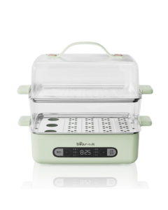 Bear Egg Cooker, Electric Steamer for Home Use, Microcomputer with Preset Timer, Single/Double Layer Steaming Rack, Auto Shut-Off, Egg Steamer ZDQ-B06N3, Double Layer Egg Cooker for Breakfast