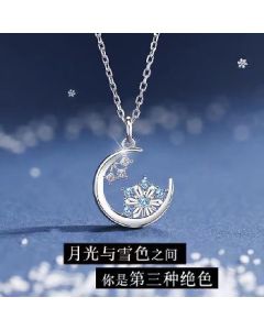 Clavicle chain, crescent moon pendant, titanium steel necklace