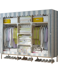 Meijiaxing Easy Assembly Wardrobe, Large Fabric Closet for Single or Double Use with Reinforced Storage (Easy to Install)
