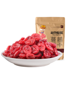 Three Squirrels Dried Cranberries 100g/Bag - Sweet and Sour Preserved Fruit Snack