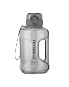 LOCK&LOCK Large Capacity Plastic Sports Water Bottle with Scale Handle for Outdoor Use, 1.6L Grey, Unisex