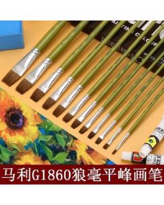 Wolf Brush Flat Head Gouache Watercolor Oil Acrylic Row Brush 1#