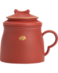 SUSHI CERAMICS Office Cup - National Trend Palace Red Water Cup, Forbidden City Grain Tea Ceramic Self-Filtering Cup, Mid-Autumn Festival Gift