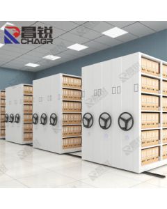 Changrui Steel Mobile Compact Shelving Cabinet, File Cabinet, Hand-Cranked Document Cabinet, Book and Data Storage Cabinet, One Row Four Sections per Cubic Meter