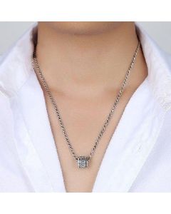 Transfer bead pendant necklace in titanium steel