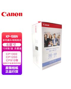 Canon KP-108IN Color Ink/Photo Paper Combo (108 Sheets/Box, Includes Ink Cartridges) Compatible with CP Series Printers CP1300/CP1200/CP910, etc.