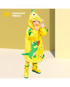 lemonkid Kids Raincoat, Boys and Girls Rain Poncho, Elementary School Student Rain Gear, Lucky Fire Dragon XL