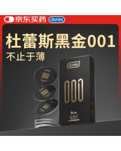 Durex Condoms Ultra Thin 001 Black Gold 6-Pack Invisible Bare Feel Polyurethane Adult Products for Men and Women