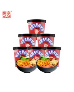 Akuan Spicy and Sour Vermicelli 130g*6 Cups Instant Noodles Non-Fried Sichuan Specialty