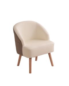 Jinlida Single Sofa for Small Spaces Leisure Sofa - White and Khaki Color Block, Low Legs with Seat Height of 35cm