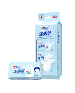 Hearttex Wet Wipes - Ultra Mini Wet Toilet Paper, 7 Sheets x 8 Packs, Portable Cleaning Wipes