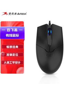 A4TECH OP-550NU Wired Mouse for Laptop & Desktop, Portable USB Office/Home Mouse (Black)