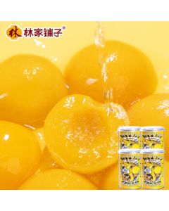 Lin's Shop Sugar Syrup Yellow Peach Canned Fruit 425g*4 Cans, Ready-to-Eat Snack Gift for Elders and Kids