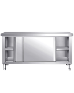 Xilasheng Commercial Sliding Workstation Stainless Steel Panel - Hotel & Restaurant Kitchen Prep Table with Sliding Doors, Thickened Stainless Steel Storage & Operation Counter XLS-L2060G